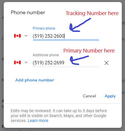 tracking and primary number