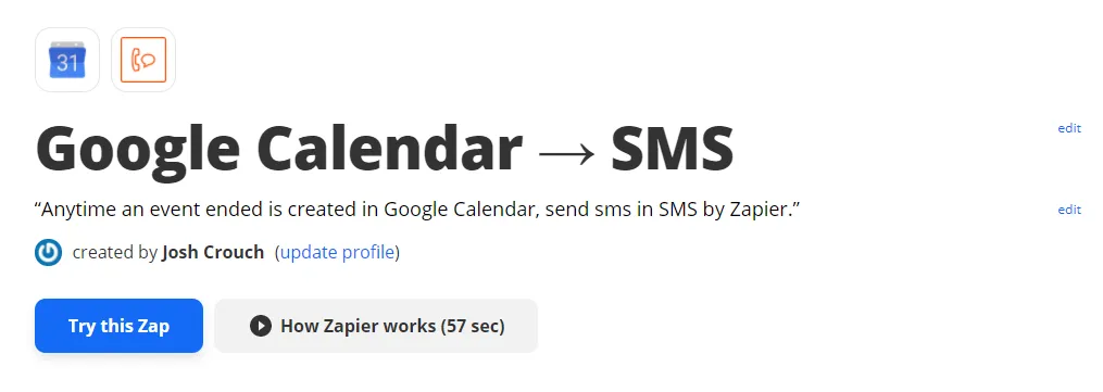 google calendar - sms