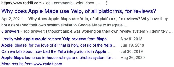 Apple Maps Use Yelp